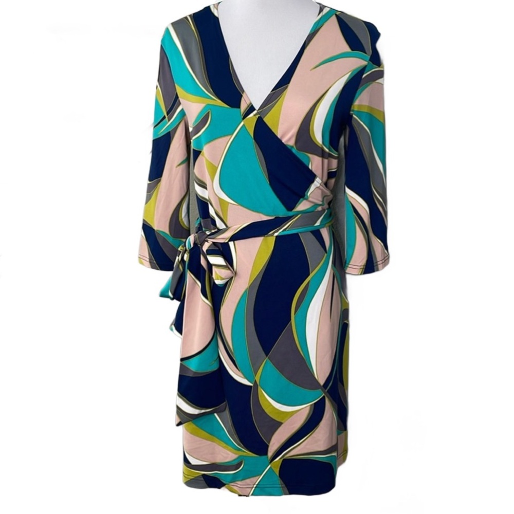 Tracy Negoshian 3/4 Sleeve Wrap Dress